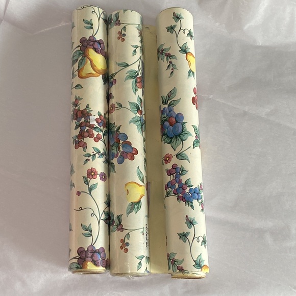 Vintage farmhouse 3 rolls wall paper boarder self stick fruit vine - Picture 2 of 7